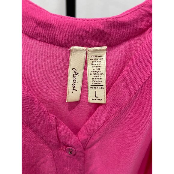 Marisol Women's Pink Embroidered Button-Front Sleeveless Camisole Top L - Picture 5 of 8